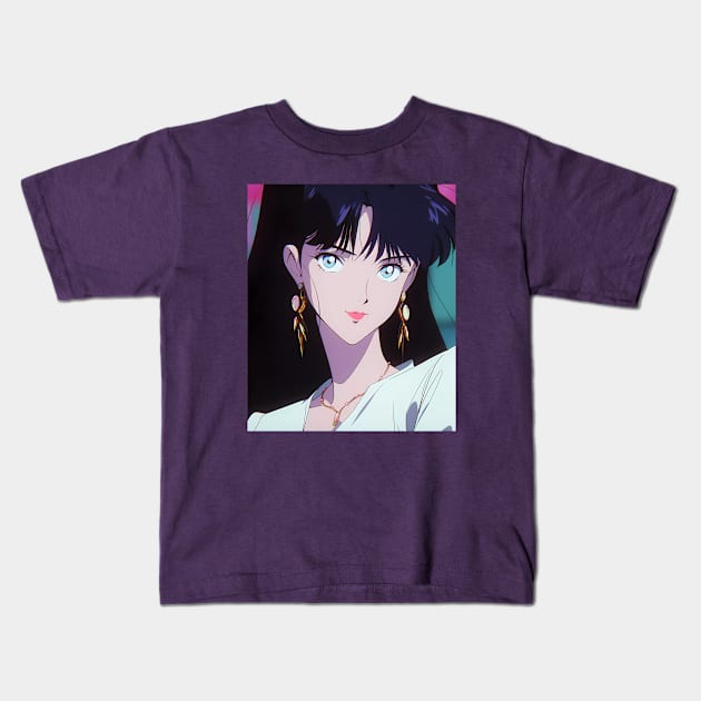 Anime Girl - Ice Blue - AI Kids T-Shirt by souloff